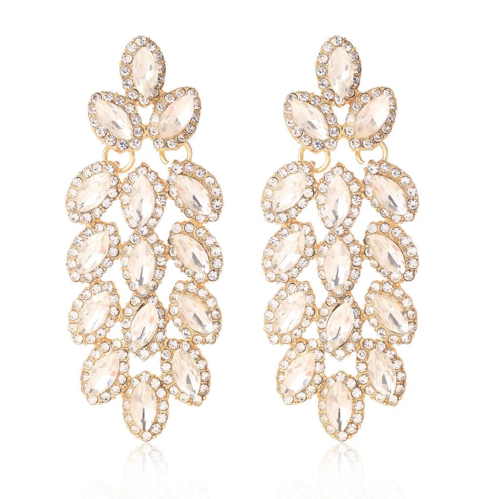 Crystal Drop Earrings With Tassel For Women Bridal Jewelry