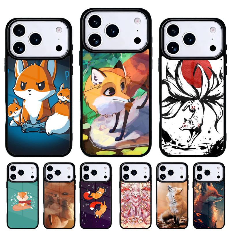 Anime Funny Fox Phone Case for iPhone 17 16 15 14 13 Pro Max Back Cover for 12 11 Pro Coque