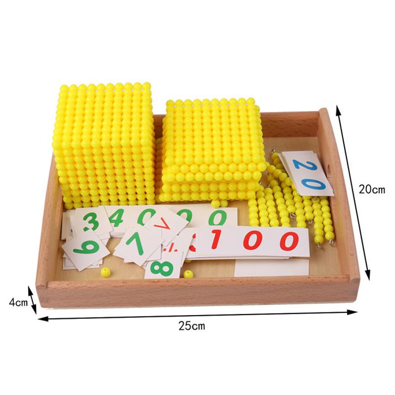 Montessori Decimal Arithmetic Toys Family Edition Set Bank Game Golden Beaded Digital Card Tray Preschool Kids Math Learning Toy