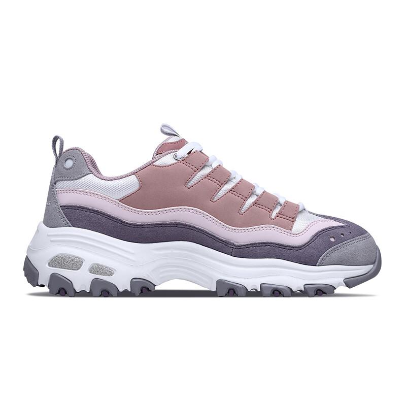 Skechers DLites Comfortable Versatile Durable Breathable Low-Top Casual Shoes Women Sneaker Pink Gray White 13141-PKPR