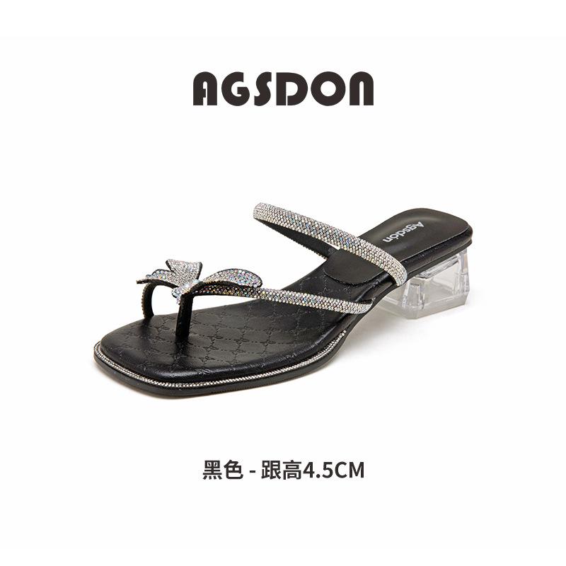 

Augustine thick-heeled slippers women s summer wear 2025 new butterfly sandals toe-to-toe temperament high heels 40