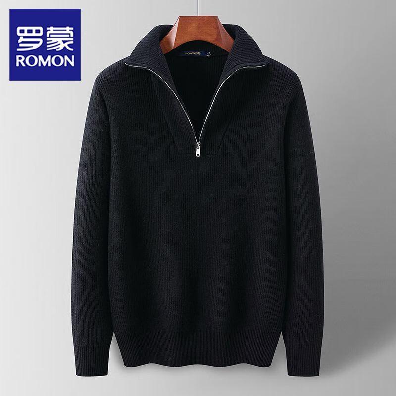 

Romon Men s 100% Wool Zip-Neck Sweater XL