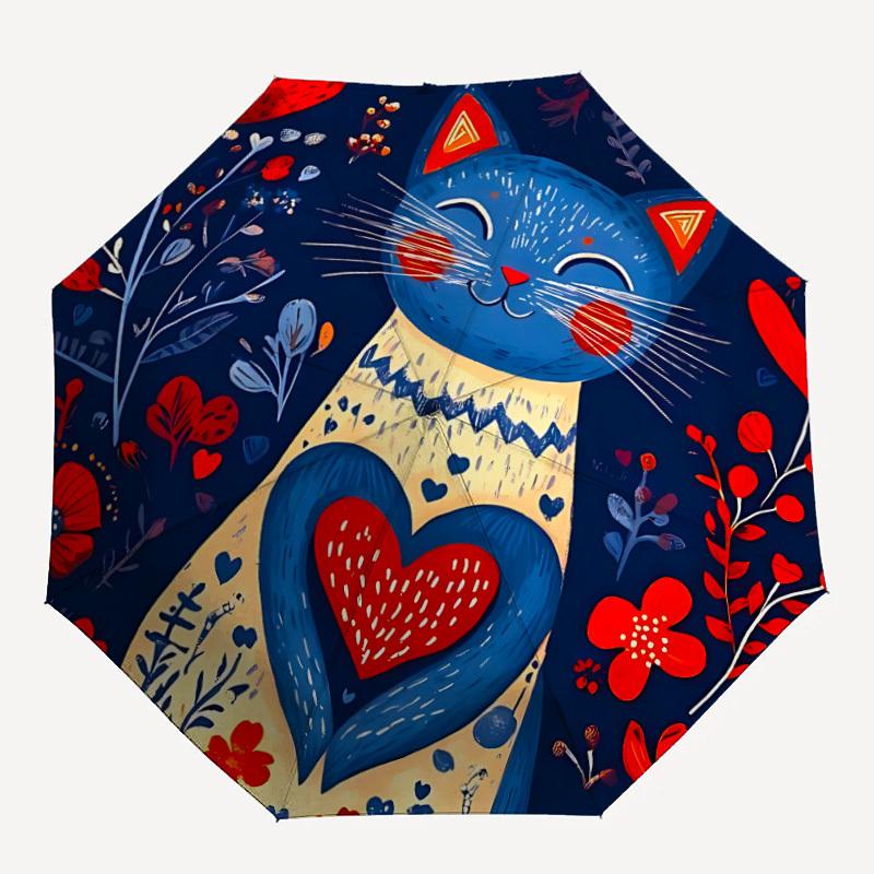 1 шт. Кошачий Цветочный Автоматический Открывающийся/Закрывающийся Зонт, Компактный Складной Зонт, Всесезонный Портативный Зонт для Женщин/Мужчин F1124028