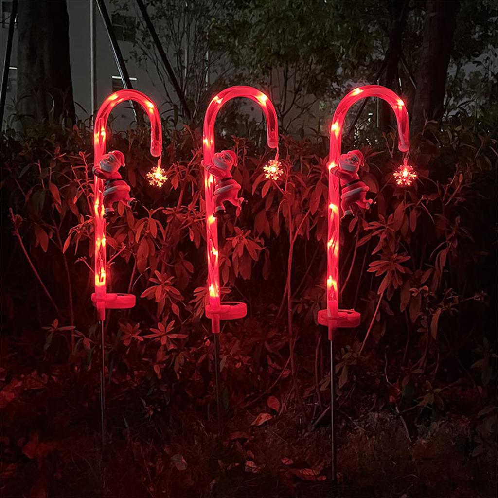 2pcs Xmas Cane Lights Solar Powered IP65 Water Proof LED Xmas Cane Pathway Markers Lights for Decoration