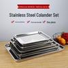 Stainless Steel Rectangular Colander, Dumpling & Oil Draining Tray, Steaming Rice Plate