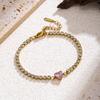 Luxury Heart Zircon Bracelet - Stainless Steel Jewelry for Women, Hypoallergenic Gift Gold Color Bangles Chain Accessories