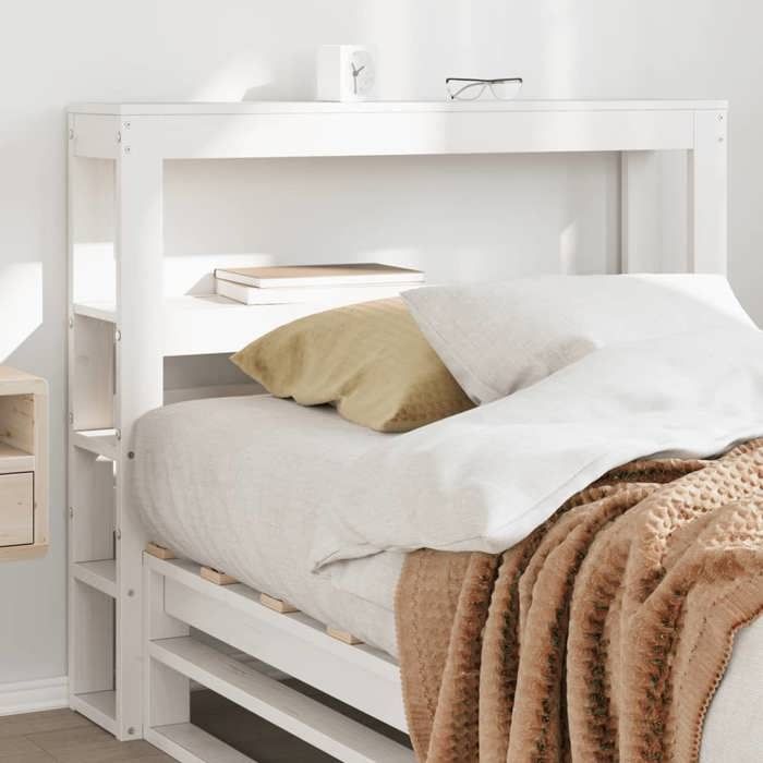 VidaXL Tête de lit avec étagères blanc 75 cm bois massif de pin, tête de lit en bois, tête de lit avec rangement, tête de 850900