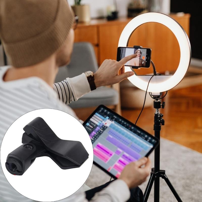 Portable Microphone Holder Clip Easy Setups Adjustable Positioning for Optimal Recording Universal Clamp Durability ABS