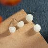 PANJBJ 925 Sterling Silver Rose Hotan Jade Earring for Women Girl Ethnic Style Versatile Temperament Jewelry Gift Dropshipping
