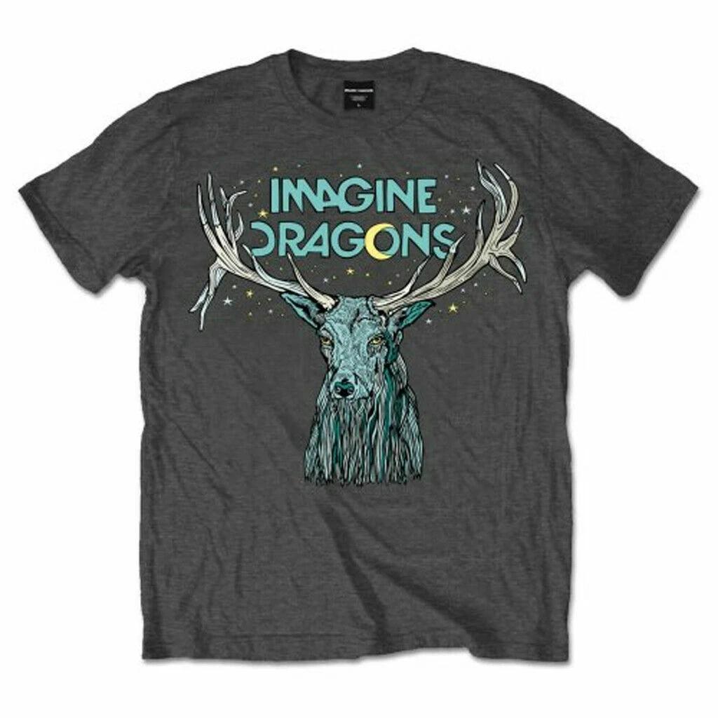 Official Imagine Dragons Elk Mens Charcoal T Shirt Imagine Dragons Classic Tee XL