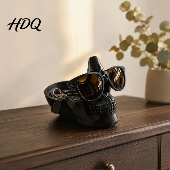 Unique Jewelry Holder 3D Printed Skull Desk Organizer Tray Novelty Eyeglass with Nose Rest Cool Gothic Home Decor Creative Key Coin Catchall