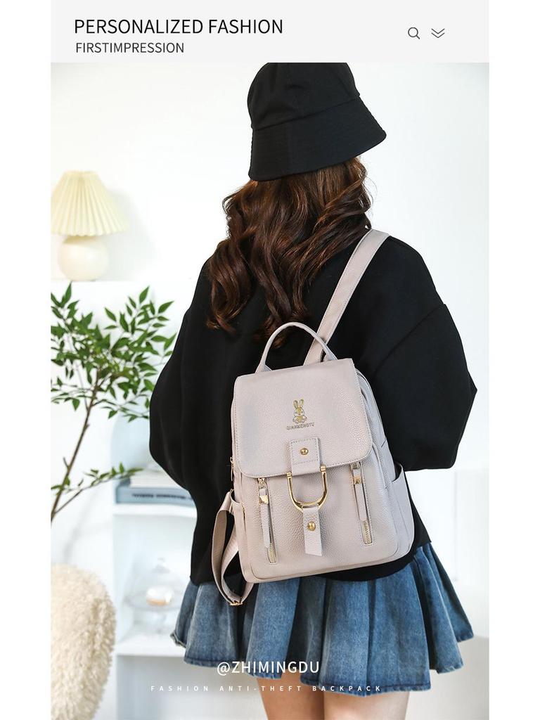 2025 Autumn/Winter Women's Fashion PU Soft Backpack - Elegant European & American Style