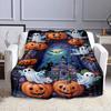 Halloween Ghosts and Pumpkins Scene Patterned flannel blanket perfect for the bedroom living room, sofa, or a little nap