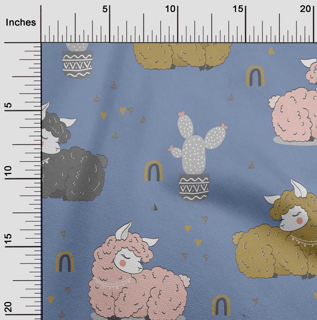 oneOone Baumwoll-Flex Graublau Stoff Kawai Nähstoff Meterware Bedruckt DIY Kleidung Nähzubehör 40 Zoll