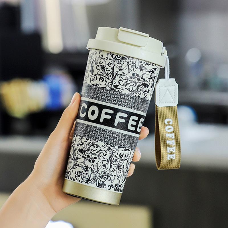 Light Luxury High-grade Water-sensitive Cup Stainless Steel Portable Coffee Cup Large Capacity High Value Niche Thermal Insulation Kettle
