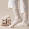 Coral velvet socks for women autumn winter thick warm couple home men's mid-tube sleeping socks plush moon floor socks