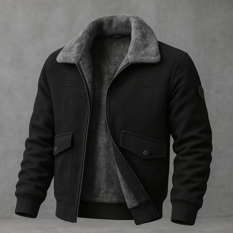 Mens Winter Thickened Corduroy Bomber Jacket