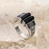 Vintage Pattern Black Face Zircon Ring Fashion Personality Trend Matching Alloy Hand  for Men
