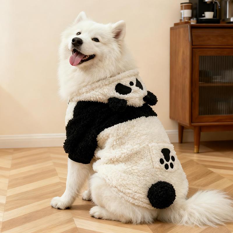 Pet dog clothes autumn and winter winter warm thickened medium and small dog teddy bear four-legged panda clothing