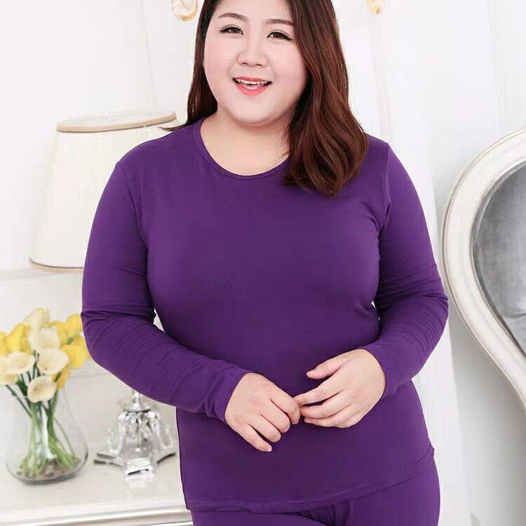 Set Termic Mărimi Mari Femei Set Long Johns Culoare Solidă Cald Lenjerie Termică Pantaloni Termici cu Mânecă Lungă Set Pijamale Haine de Casă de Iarnă