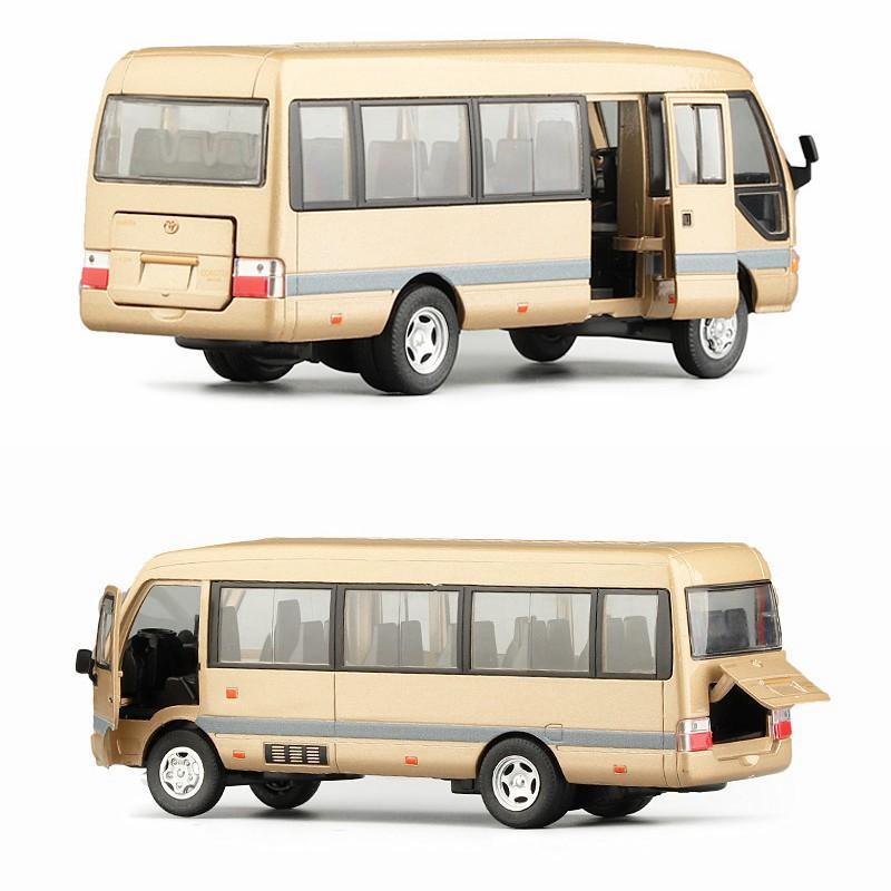 1/32 TOYOTA Coaster EX Toy Car Model Coach Lexury Bus MPV Diecast Miniature Van for Children Pull Back Collection Gift Boy Kid
