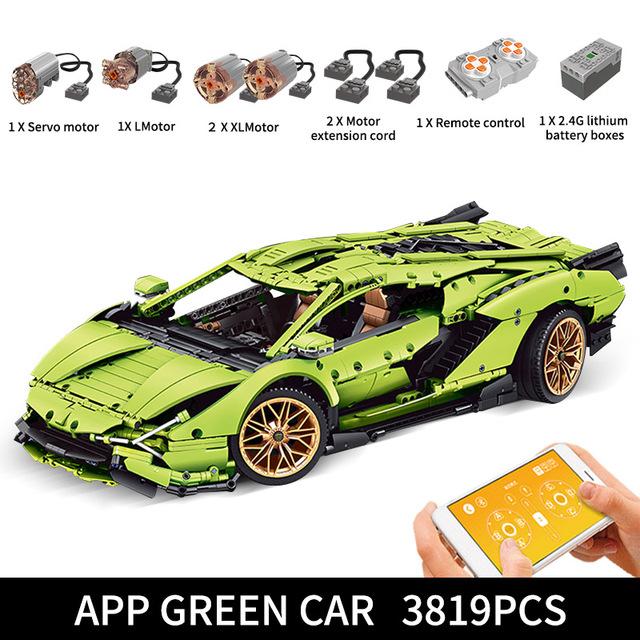 MOULD KING High-Tech The Green Sian Racing Car Model Building Blocks Bricks Kids Educational DIY Toys Birthday Gifts
