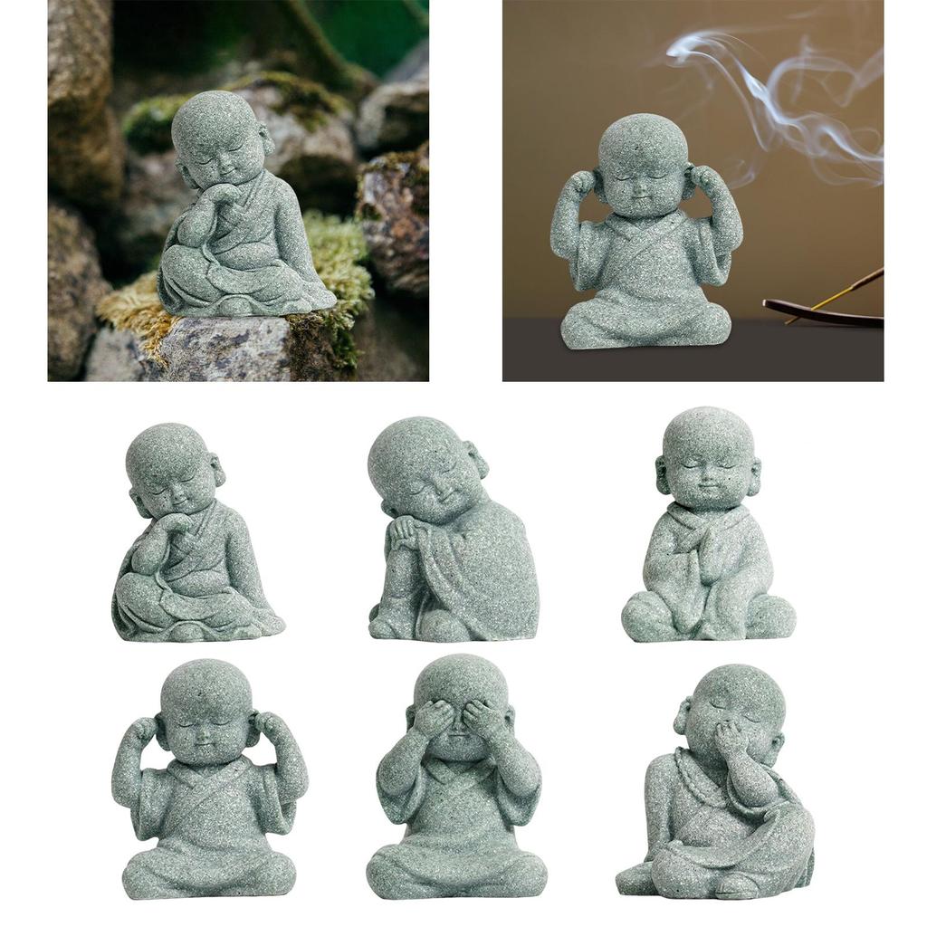 Monk Figurine Buddha Statue Crafts Handmade Ornaments Mini Decorative Miniature