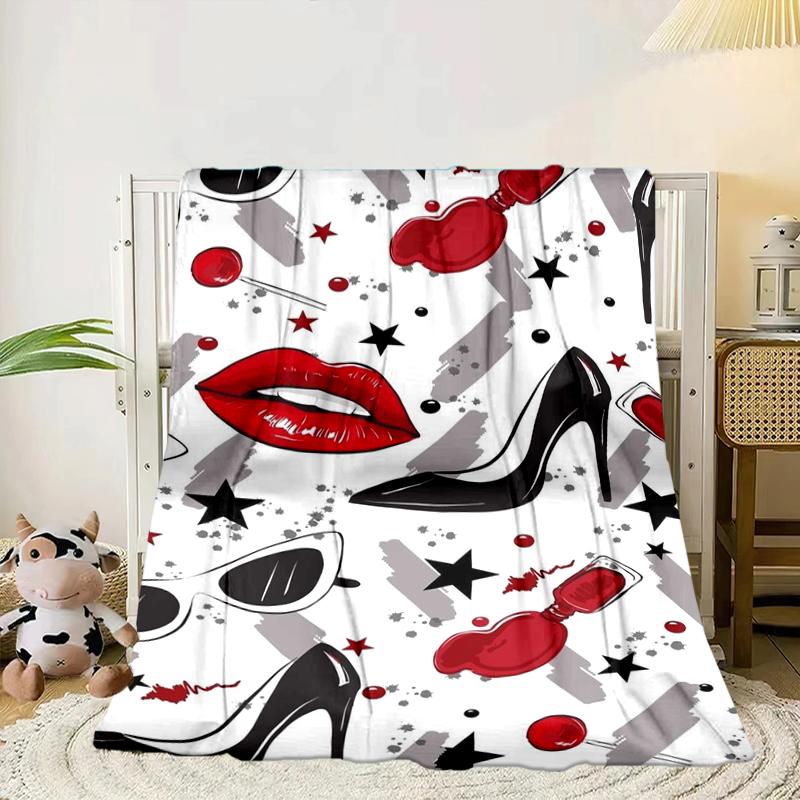 Colorful Lipstick Collection Blanket Flannel Blanket for bed, sofa, Camping, Hiking, Picnic Essentials, gift for family Fan gifts