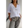 Sommer Neue Lose frauen V-ausschnitt Baumwolle Leinen Button-Down T-shirt Blusen & Hemden