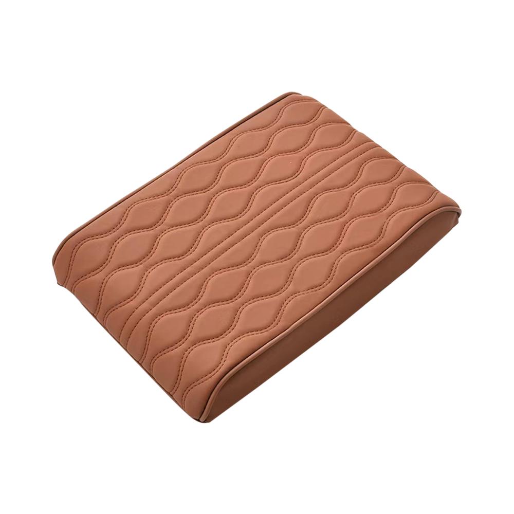 Auto Armrests Storage Box Cover Pad Wave Embroider PU Leather Car Armrest Mat Center Console Arm Rest Protection Cushion