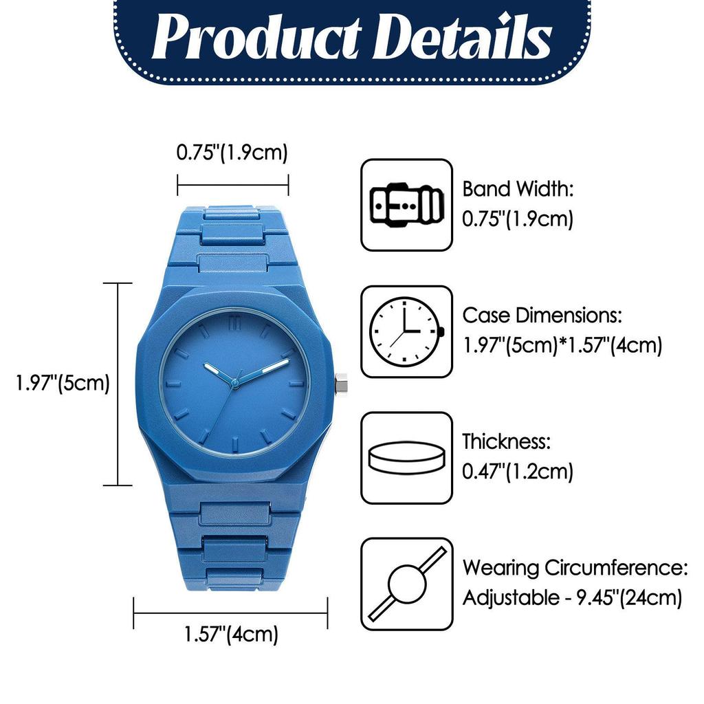 Men's Watch Unique Waterproof Resin Band Analog Simple Stylish Octagonal Quartz Fashion Accessory