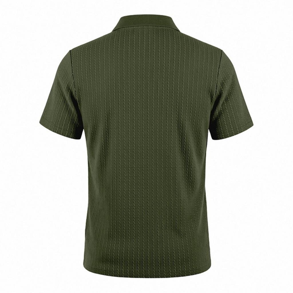 Maglia Polo Jacquard a Maglia Estensibile con Texture Osso di Serpente da Uomo a Manica Corta Casual Leggera Traspirante Top Estivo