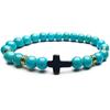 Temu Volcanic Rock & Turquoise Tiger's Eye Gemstone Elastic Bracelet