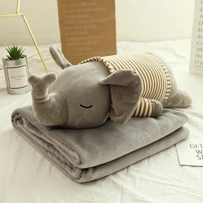 

Мультяшная подушка-одеяло Милый животный слон Автомобильная подушка-одеяло 2-в-1 Кондиционер Детское одеяло Дневной сон Плюшевые игрушки 60cm