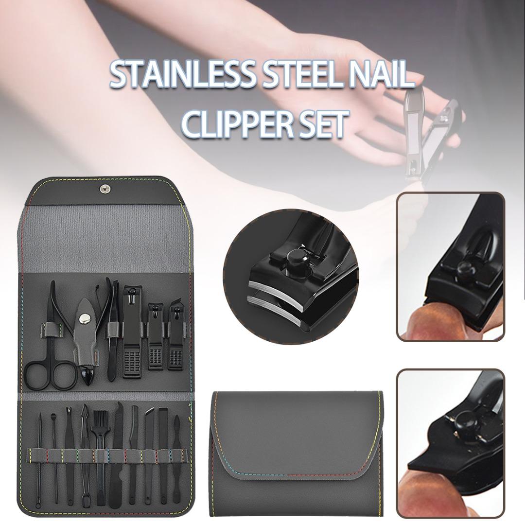 

Kali 16 шт. Маникюрный набор Кусачки для ногтей из нержавеющей стали Педикюр с кожаным чехлом