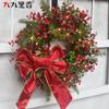 Mini Christmas Wreath With LED Lights Red Berries Eucalyptus Decor Holiday Home Door Wall