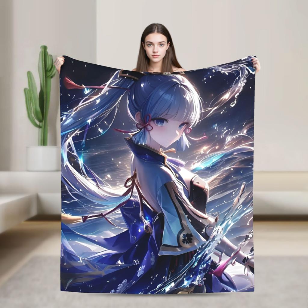 Anime game Genshin Impact Blankets Camping Flannel Bedding Throws For Bedroom Warm Soft Design Quality Bedspread Gift Idea
