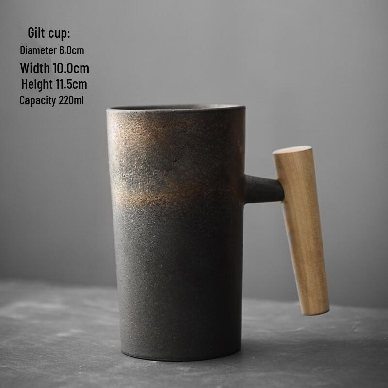 Shangqi Handmade Japanese Ceramic Coffee Mug with Wooden Handle