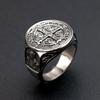 Antique Stainless Steel Men's St Benedict Cross Exorcism Ring