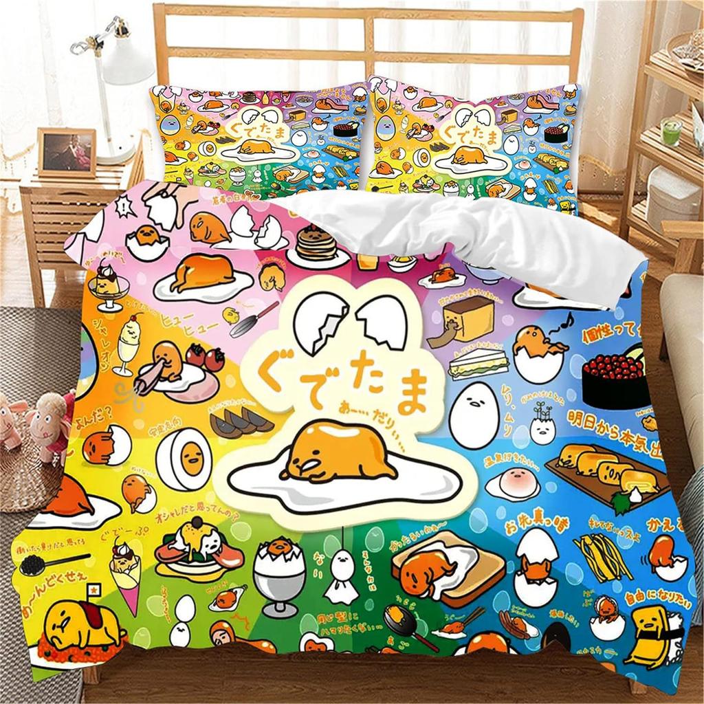 Bedding Three-Piece Set 3D Digital Printing Cute Q Cute Egg Quilt Cover Three (Four) Pieces
