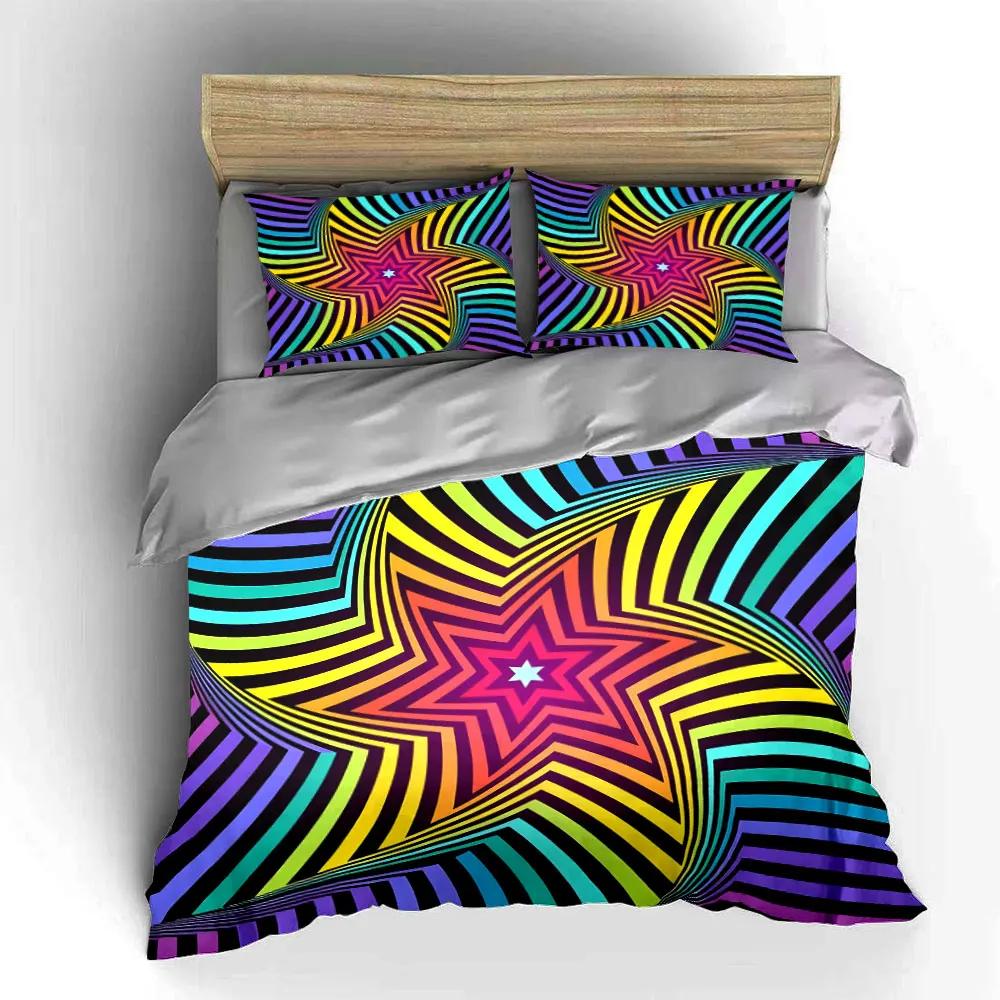 "Colorful Geometric Pattern Decor" Multiple sizes kid's and adults' bedroom Exquisite 3PC bedding set gift