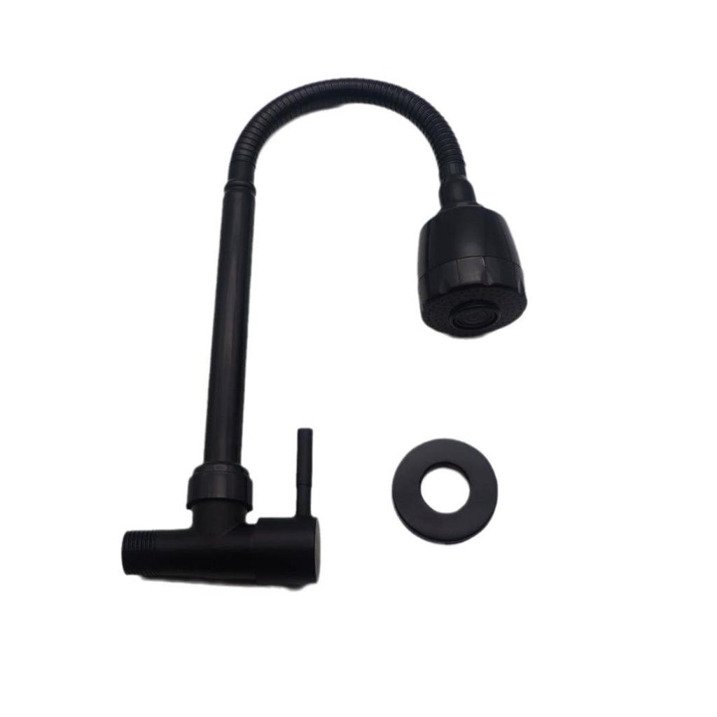 Black Baking Varnish 360° Kitchen Wall Mounted Faucet Single Cold Universal Vegetable Basin Faucet Bathroom Balcony Faucet
