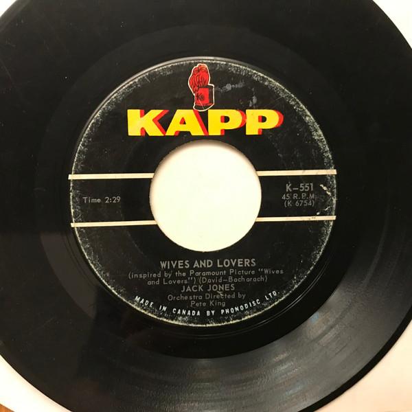 

7inch Record JACK JONES - Wives And Lovers K551 Kapp Records Canada Pop Used