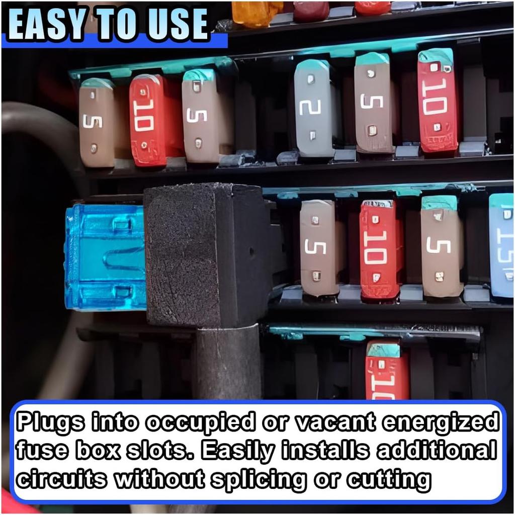 5PCS 12V Car Add-a-Circuit Fuse TAP Adapter, Automotive Fuse Holder with 15 Amp Blade Fuses, Mini ATM APM Blade Fuses Holder for Cars, Trucks, Boats