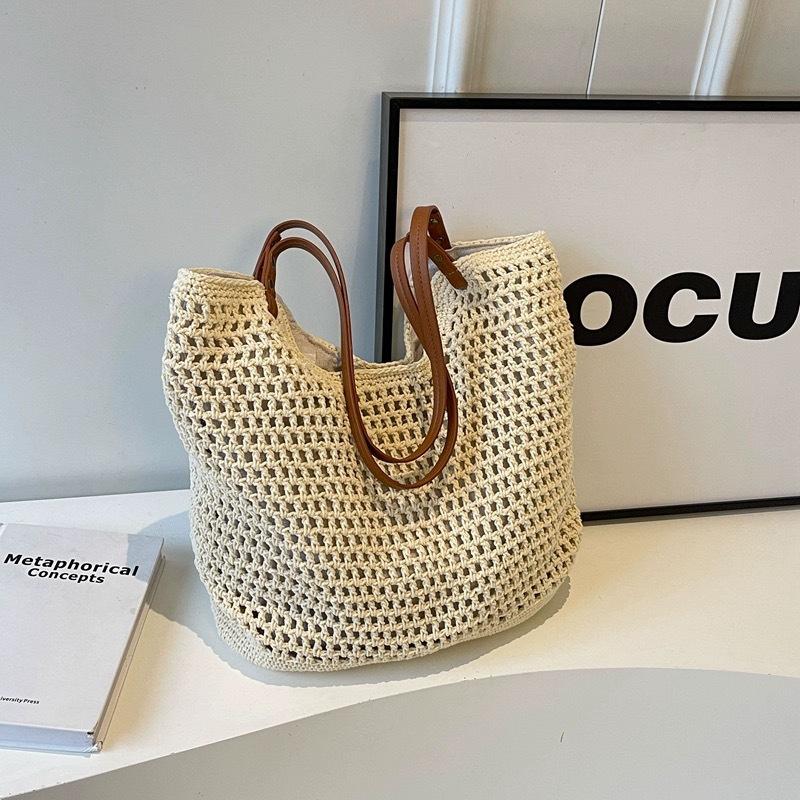 

ins Mori литературная и ретро сумка ручной работы повседневная хлопковая сумка через плечо сумка шерстяная сумка сумка для покупок женская bottom 26 * height 30, upper mouth 35, handle 30 белый