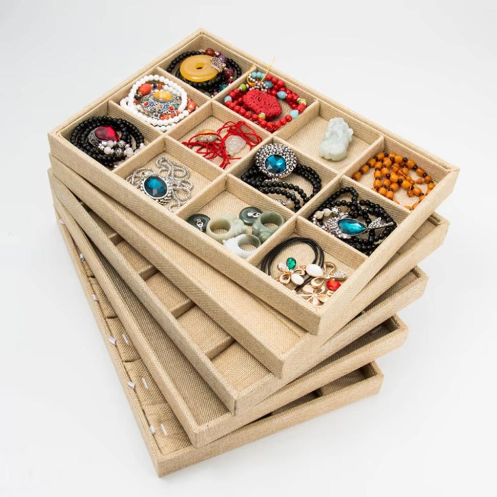 Stackable Linen Jewelry Tray Retro Display Jewelry Holder Jewelry Plate Jewelry Organizer Boutique