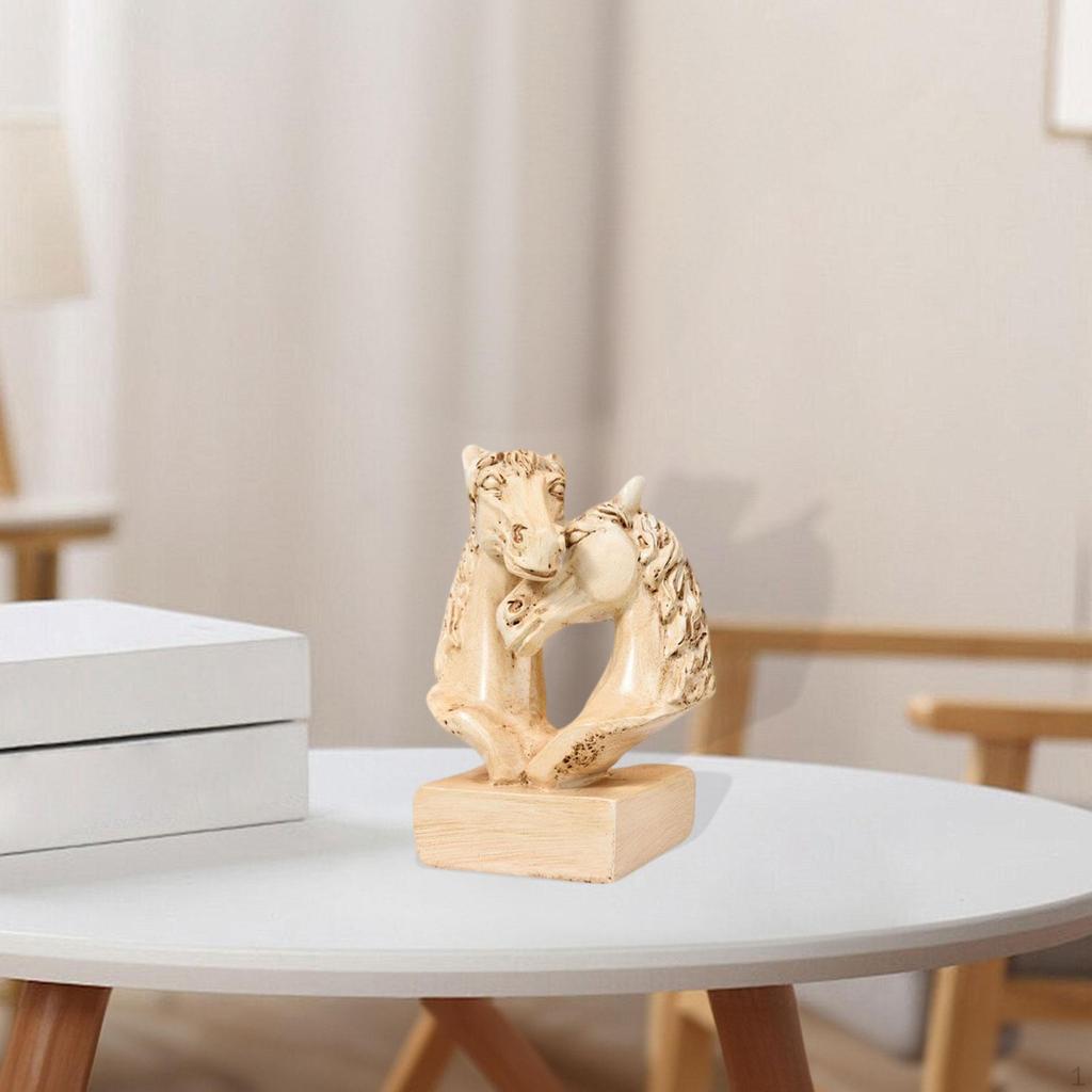 Double Horse Head Figurine Chinese Year Decoration Artwork Collection Creative Desktop Ornament