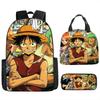 ONE PIECE one piece zaino scolastico zaino Luffy Studenti della scuola primaria e secondaria Zaino di grande capacità Borsa per il pranzo per bambini