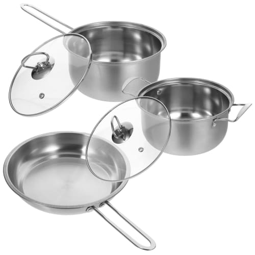 

Kichvoe 1 Set Stainless Steel Kitchen Pot, Milk Pot, Soup Pot, Frying Pan