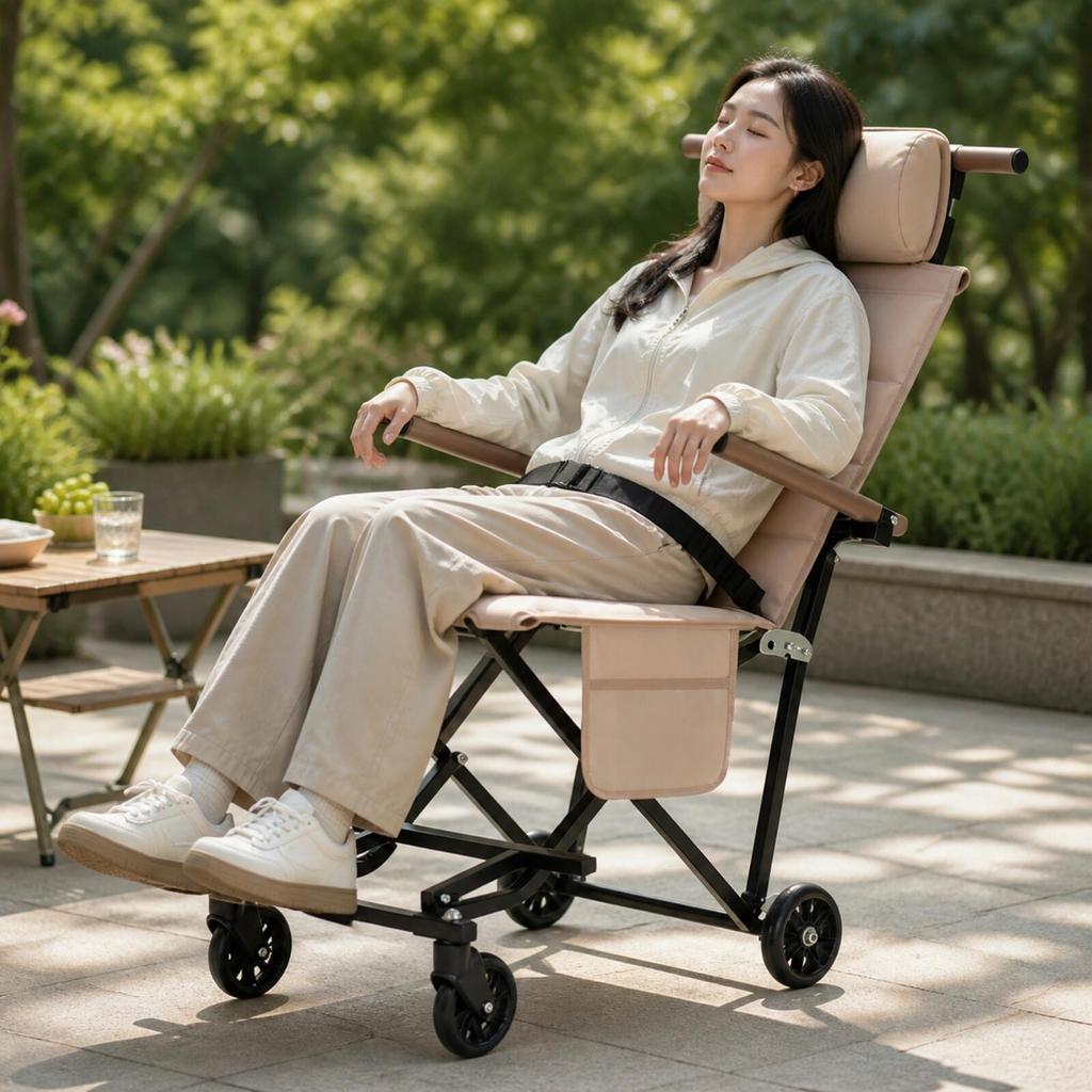 Foldable Outdoor Wheeled Chair Trolley Portable Reclining with